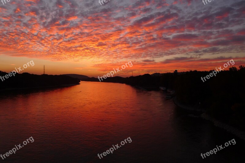 Sunset Bratislava River Danube Evening