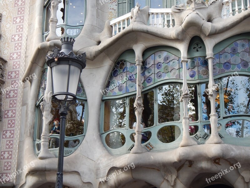 Batllo House Stained-glass Window Barcelona Antoni Gaudi Architecture