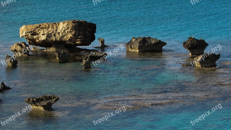 Cyprus Kapparis Rock Formations Rocky Coast Sea