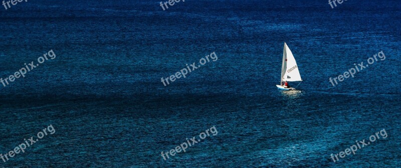 Boat Sailboat Sea Blue Vastness