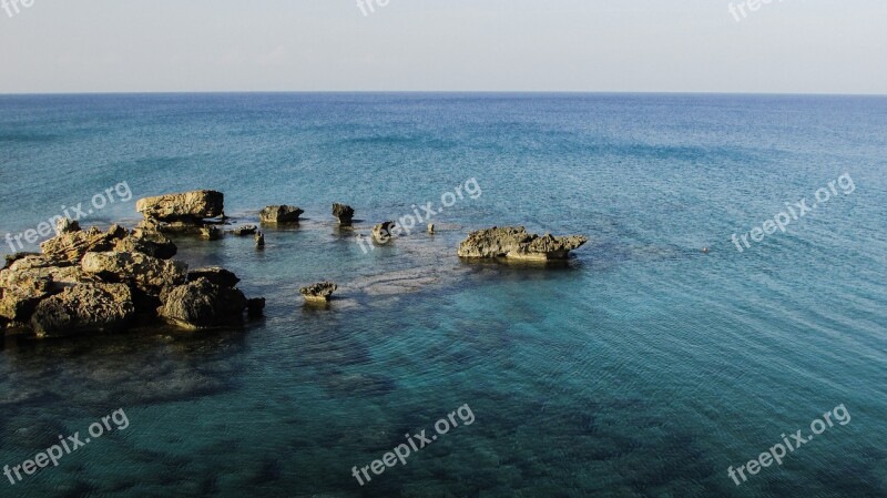 Cyprus Kapparis Rock Formations Rocky Coast Sea