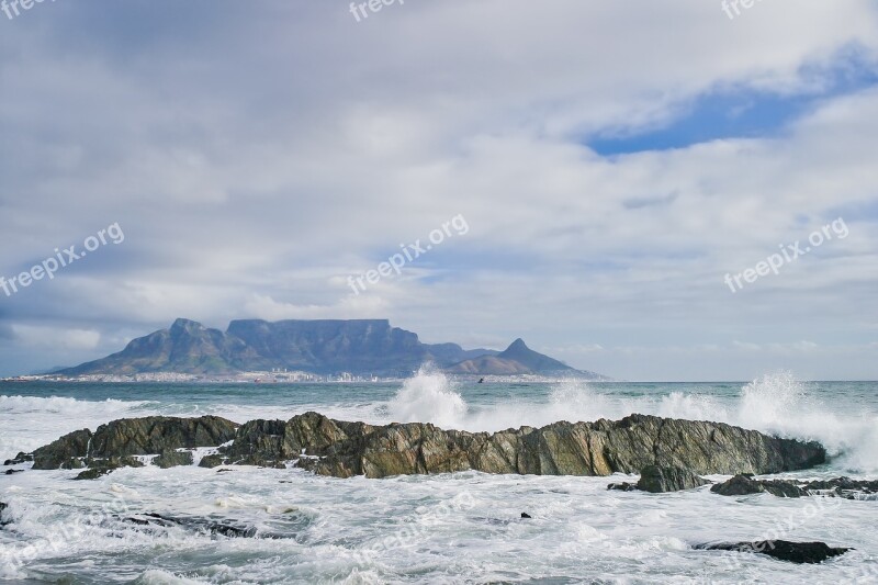 Table Mountain Ocean Sky Cape Town Bay