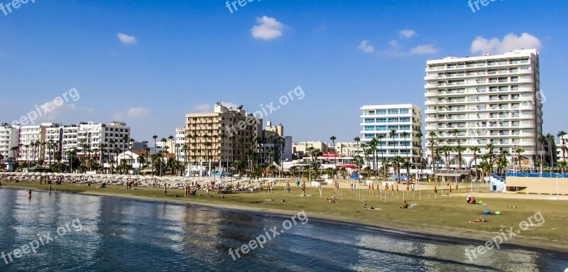 Cyprus Larnaca Town Beach Promenade Buildings