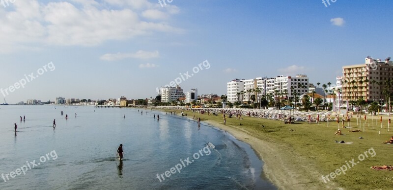 Cyprus Larnaca Town Beach Autumn Tourism