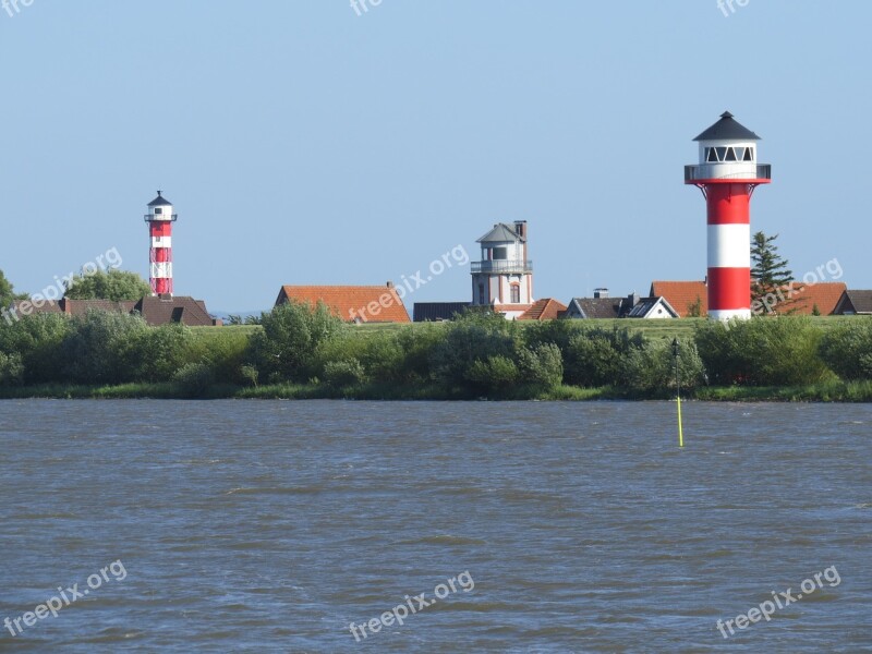 Elbe Lighthouse Old Country River Water