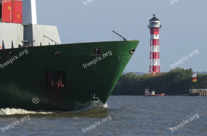 Ship Container Elbe Seafaring Port