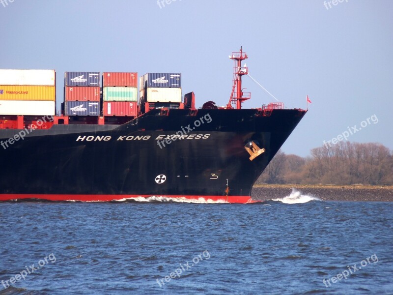 Ship Container Elbe Seafaring Port