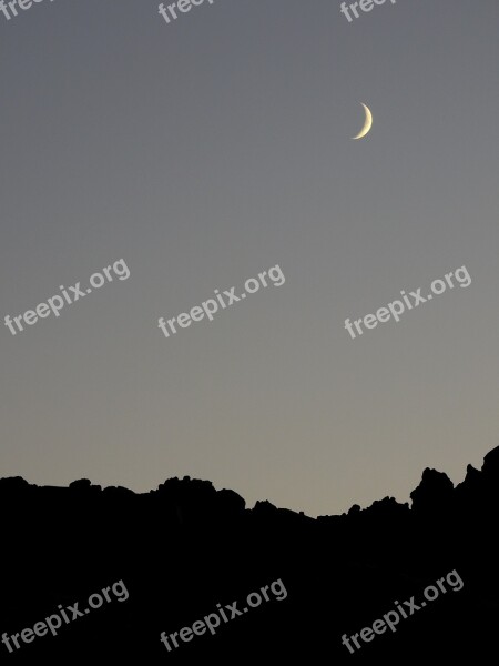 Moon Silhouette Atmosphere Night Moonlight