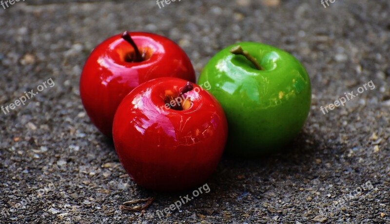 Apple Red Green Fruit Deco