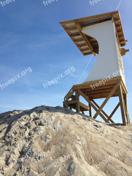 Lifeguard Stand Dunes Sand Beach