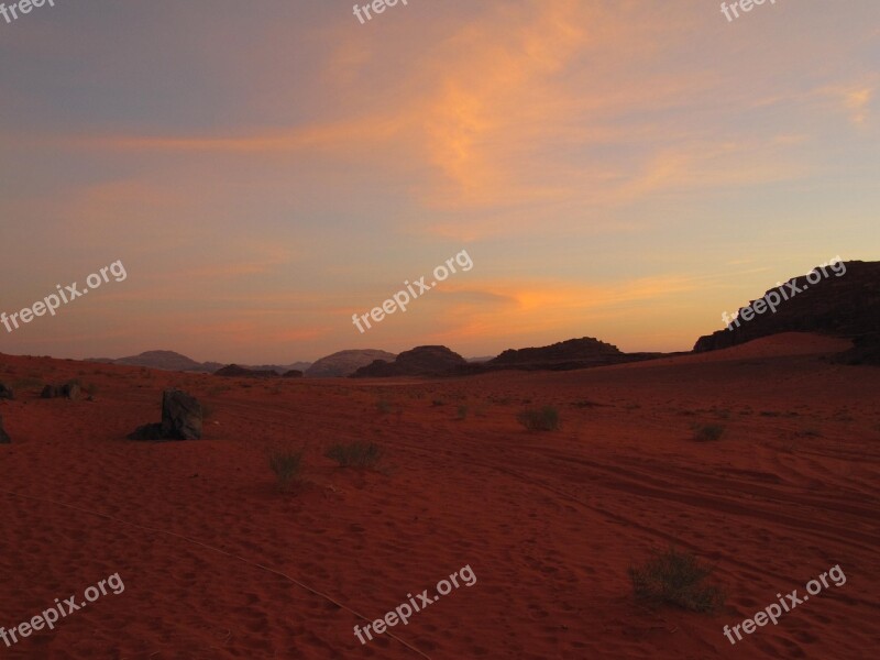 Sunset Desert Middle East Twilight Evening