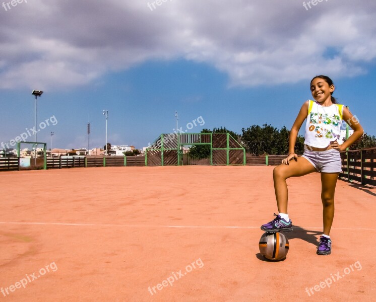 Girl Footballer Posing Model Kid