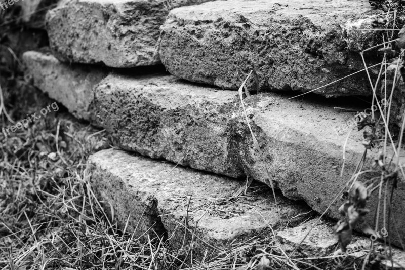 Wall Bricks Obstacle Old Black And White