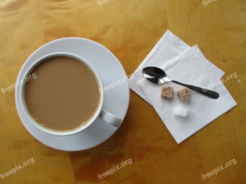 Cup Coffee Sugar Spoon Napkins