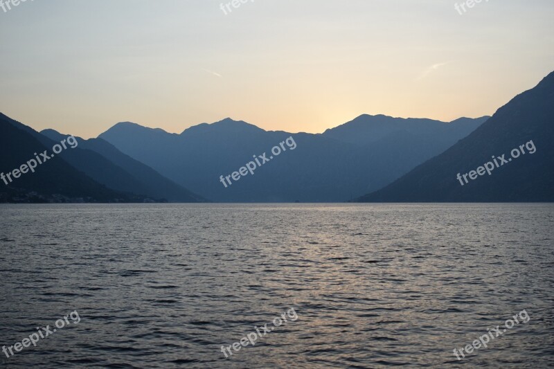 Mountains Sea Landscape Water Sunset