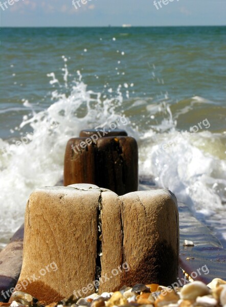 Waves Beech Splash Seashore Tide