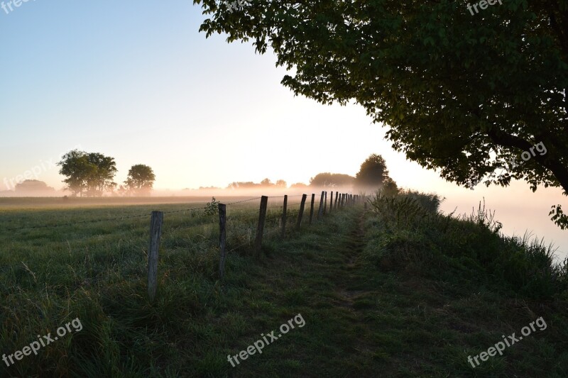 Mist Landscape River Early In The Morning Field