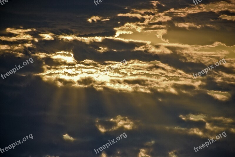 Sunset Clouds Gold Amber Light