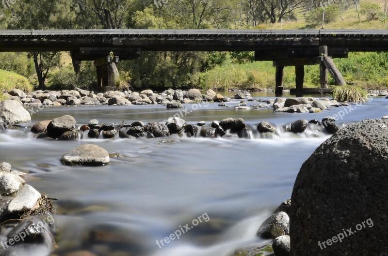 Water Flowing Creek Landscape Scenery Rocky Creek