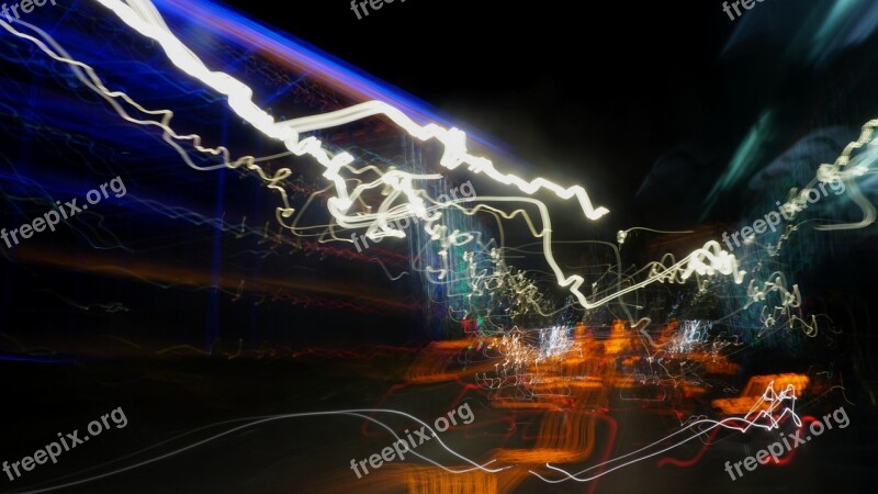 Long Exposure Night Light Painting Abstract Free Photos