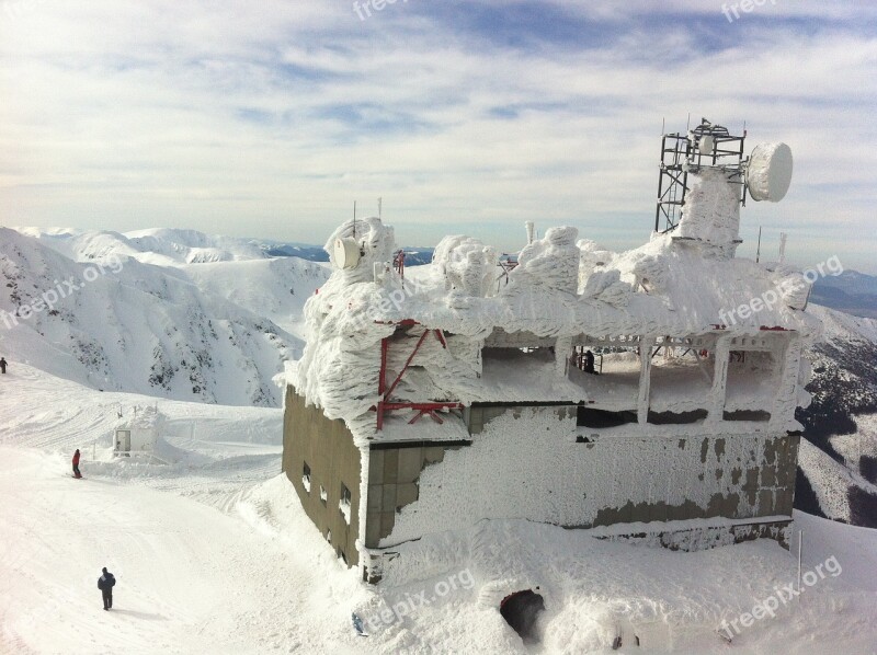 Snow Mountain Station Ice Slovakia Frost