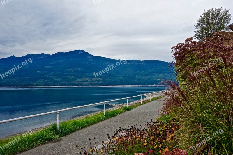 Perspective Path Water Distant Landscape