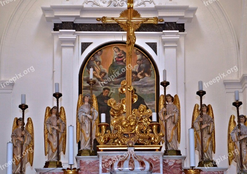 Altar Angel Church Cross Gilded