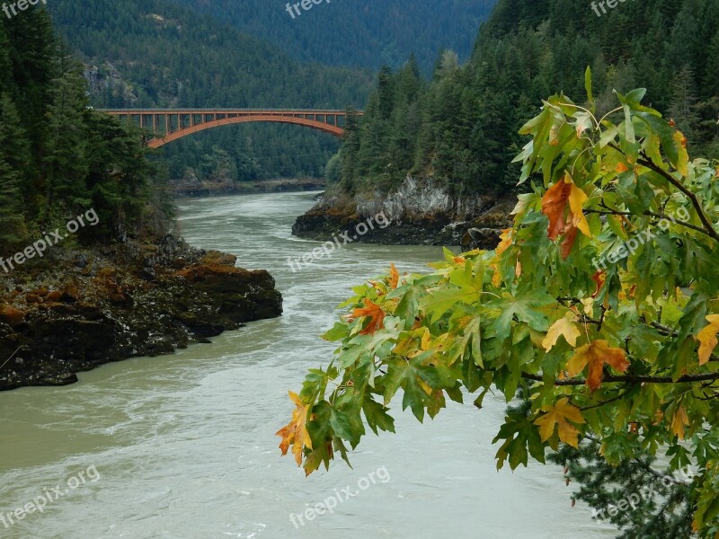 Fraser River British Colombia Canada Panoramic View From The Alexandra Bridge Highway 97