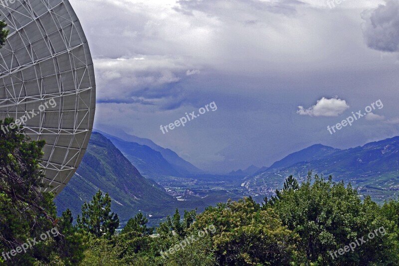 Storm Rhone Valley Switzerland Valais Radio Telescope