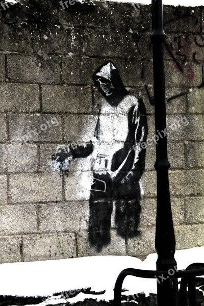 Graph Snow Street Art Black And White Man