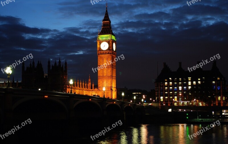 Big Ben Parliament London Night Lights