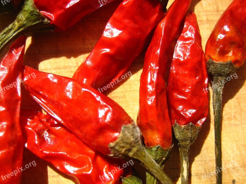 Dried Chili Peppers Hot Red Capsicum Food