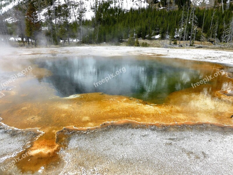 Yellow Stone National Park Geyser Sulfur Steam