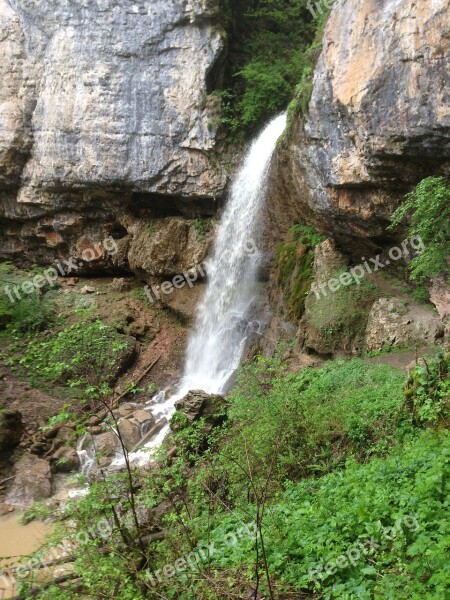 Waterfall Mountain River Nature Wild Autumn