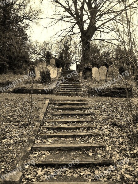 Cemetery Steps Graveyard Grave Old