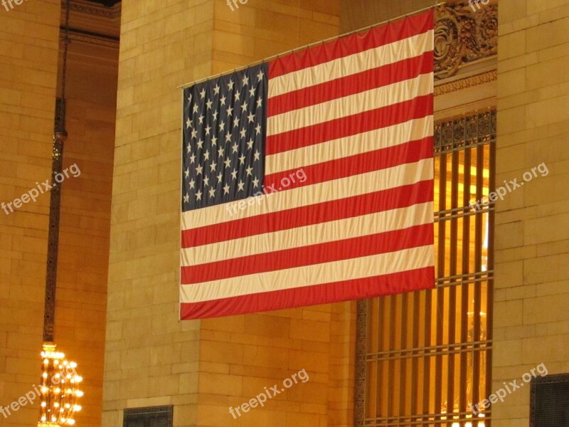 Flag United States Of America Usa Grand Central Station Nyc