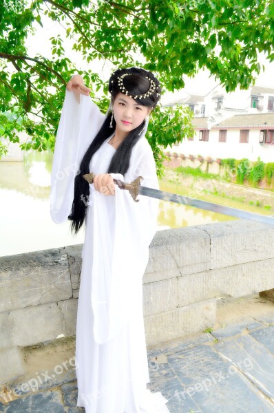 Ancient Costume Zen Sword The Ancient Town Artistic Photos