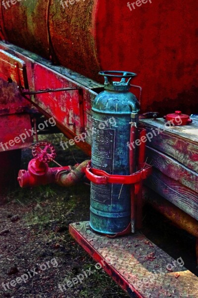 Fire Extinguisher Antique Red Old Vintage