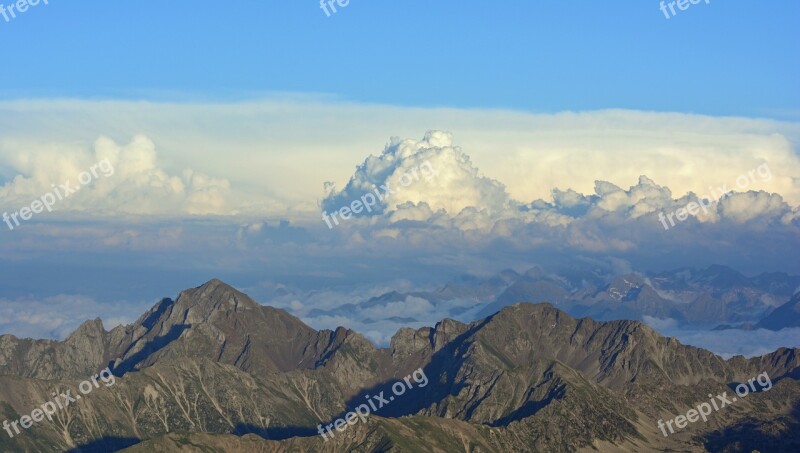 Pyrenees Mountain Panorama France Summit