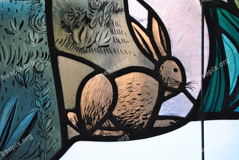 Glass Window Hare Easter Colored Glass Drawing