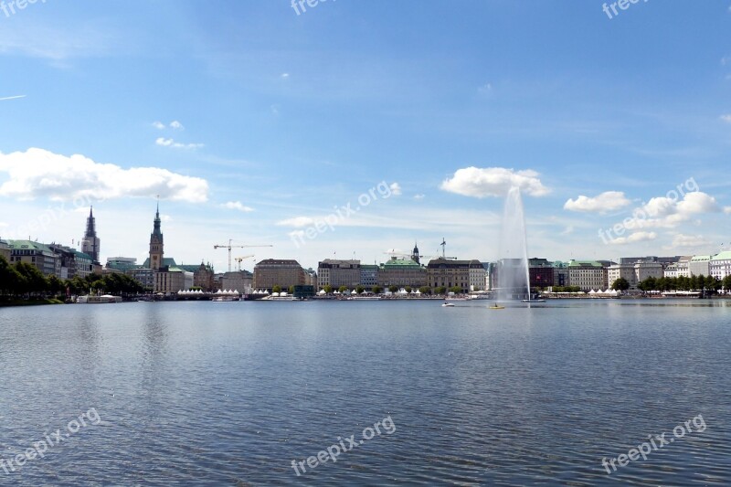 Hamburg Big City Binnenalster Skyline Free Photos