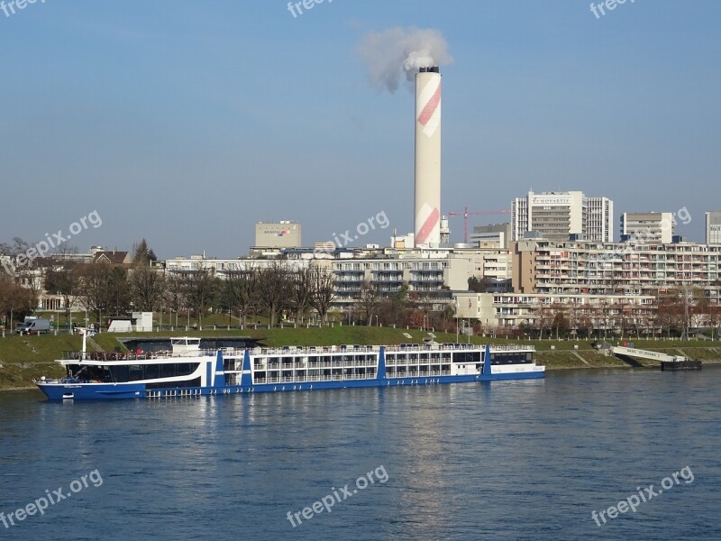 City Rhine Basel Bank Panorama