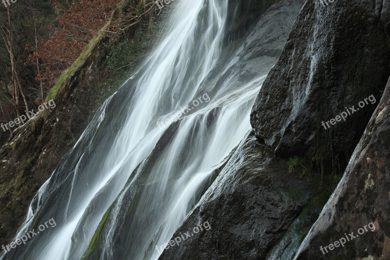 Waterfall Powerscourt Ireland River Nature