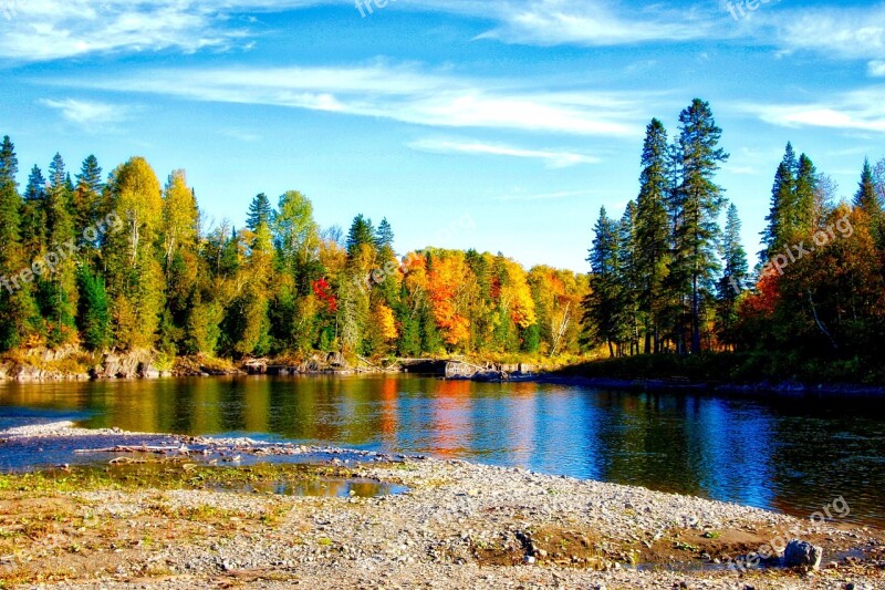 River Autumn Landscape Fall Nature