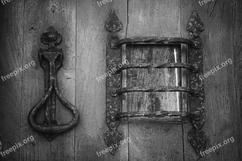 Door Wrought Iron Metal Knocker Wooden Door