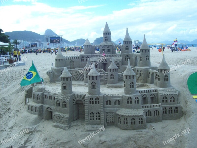 Copacabana Brazil Rio Beach Sand Sculpture