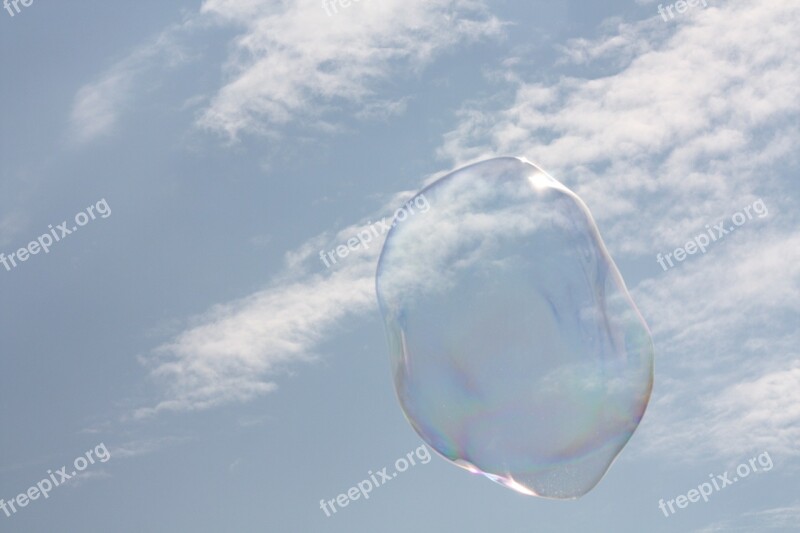 Soap Bubbles Sky Clouds Make Soap Bubbles Ease