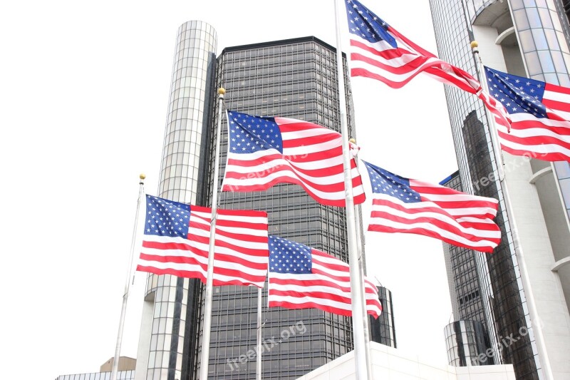 Detroit American Flag Flags American Michigan