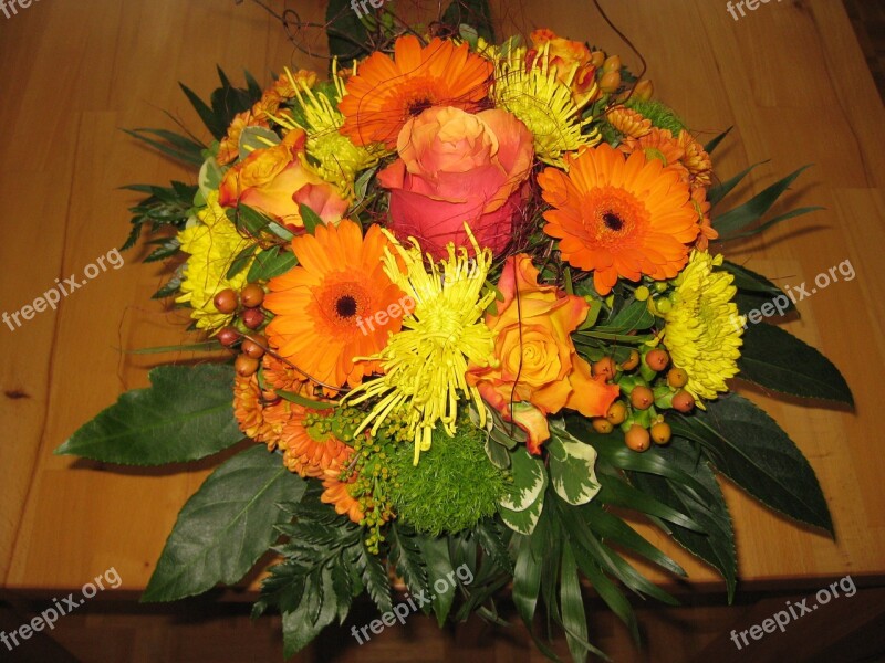 Flowers Strauss Bouquet Beautiful Orange