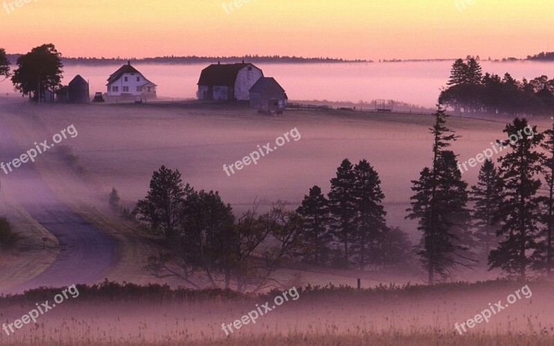 Fog Landscape Foggy Autumn Morning